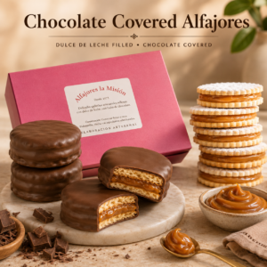 Chocolate Covered Dulce de Leche Alfajores